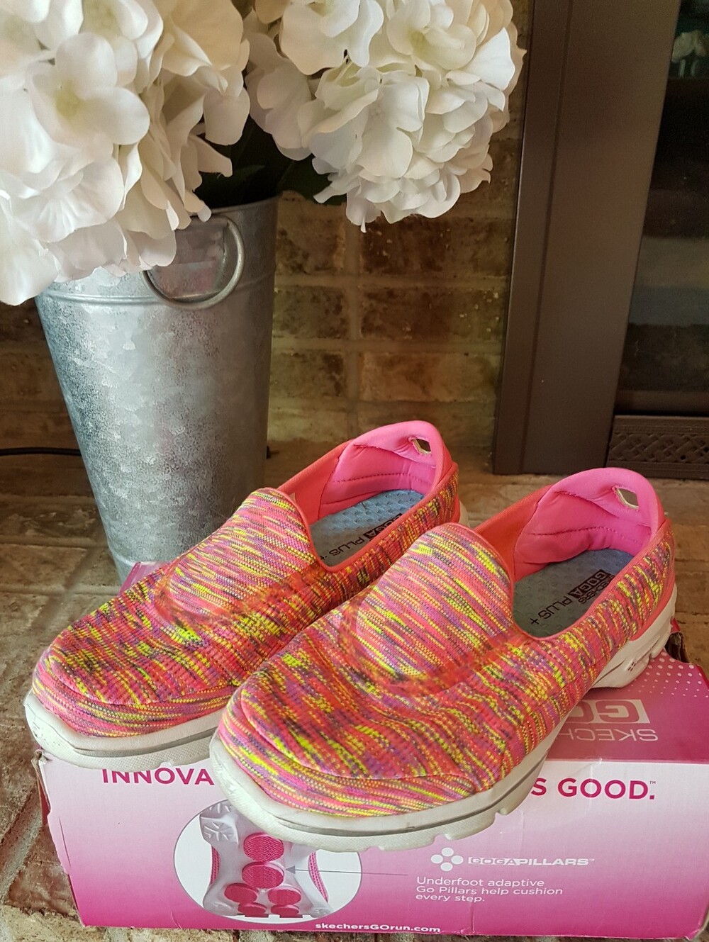 Hot Pink Multicolored Sketchers Go Walk 3 Slip On Sneakers GOGA +